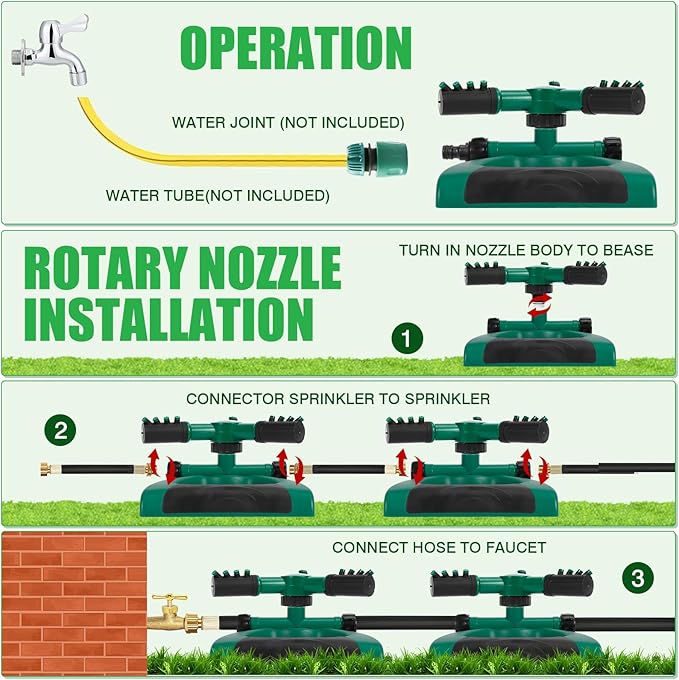 UNIFUN Sprinkler for Yard, Rotating Water Garden Sprinkler for Large Area Coverage, Lawn and Yard Sprinklers