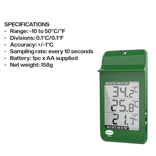 Digital Max Min Greenhouse Thermometer - Monitor Maximum and Minimum Temperatures for Use in The Garden Greenhouse or Home & Can Be Used Indoor or Outdoor Easily Wall Mounted