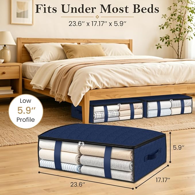 StorageRight Under Bed Storage Bags, 6 Pack, 40L, Blue