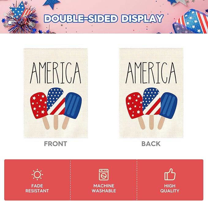 AVOIN colorlife American Stars and Stripes Popsicle House Flag Double Sided Outside, USA Patriotic 4th of July Independence Memorial Day Yard Outdoor Decoration 28 x 40 Inch
