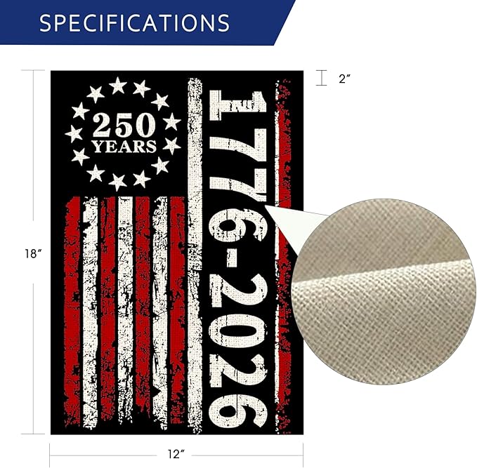250 Anniversary Usa Garden Flags for Outside, 250 Anniversary USA Flag 1776-2026 250 Year American Flag Patriotic 4th of July Decorations Yard Sign Double-Sided Waterproof Flag 12x18 Inch