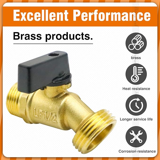 garden hose bibb, npt 1/2 thread inlet 1 inch O.D. thread outlet outdoor spigot, brass shut off valve for water pipe draining rain barrel bucket ibc tank. (2 pcs)