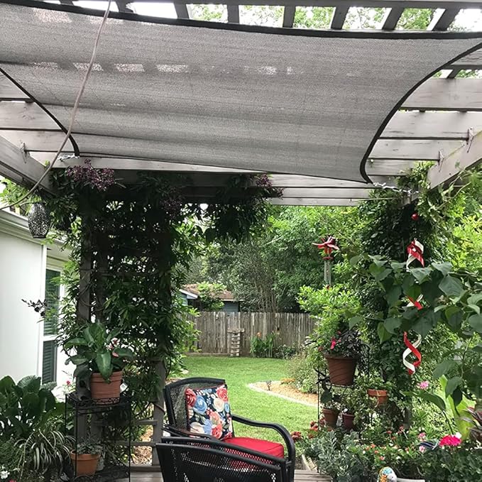Sun Shade Cloth 6x8 FT, UV Block Outdoor Patio Shade Cover, Permeable and Tear Fade Resistant Rectangle Sunshade Fabric for Backyard, Porch, Pergola, Yard, Deck, Garden, Gray