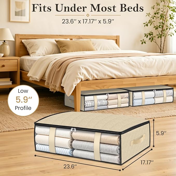 StorageRight Under Bed Storage Bags, 4 Pack, 40L, Beige