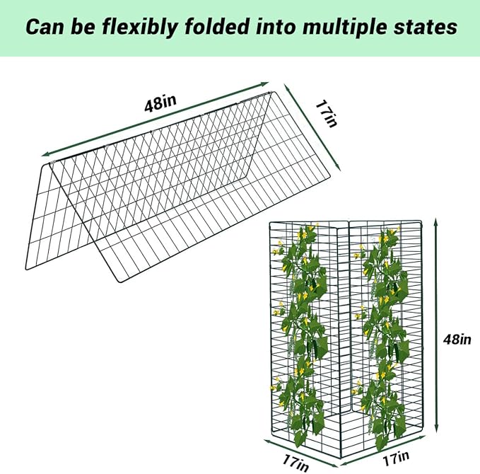 Metal Trellis for Climbing Plants Outdoor Garden Trellis,Cucumber Trellis,Tomato Plant Support/Squash/Zucchini/Sweet Peatrellis,Green Bean/Grape/Vine/Flower Plant Trellis (2 Pack)
