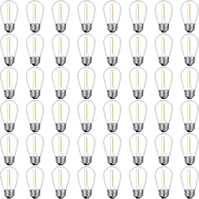 GvvooHome 48 Pack Shatterproof LED Replacement Bulbs for Outdoor String Lights, S14 Edison Bulbs for Patio String Lights Outdoor Waterproof, Warm White 2200K, Dimmable, E26 Standard Base