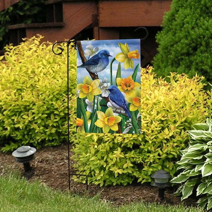 Bluebirds And Daffodils Spring Garden Flag Floral 12.5" x 18" Briarwood Lane