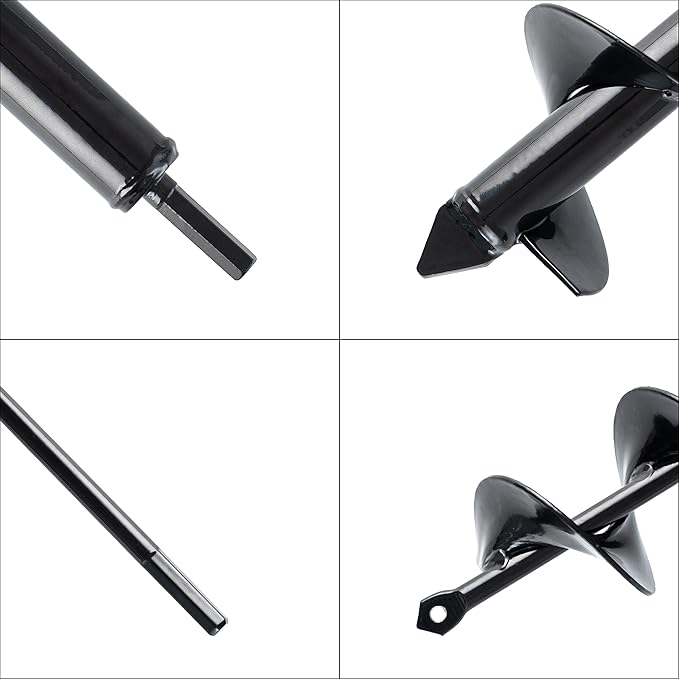 VASGOR Set 3 (1.6x16, 2.6x16, 3.5x16) Solid Shaft Auger Drill Bit for Planting - Easy Planter Garden Auger - Bulb & Bedding Plant Augers - Post Hole Digger for 3/8” Hex Drive Drill