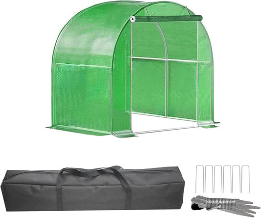 Hoop Greenhouse - Walk-in Greenhouse Kit for Outdoor Gardens, 4x4 FT with Reinforced Frame & PE Cover