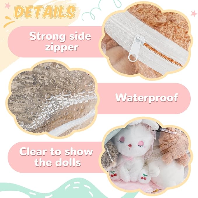 Teenyyou Stuffed Animal Storage Bean Bag Chair Sofa Cover Zipper Large Transparent PVC Stuffed Animal Organizer Bean Bag Seat Only for Organizing Rooms Plush Toys When Filled (Sofa Style,24.8 Inch)