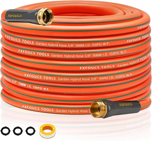 Heavy Duty Garden Hose – 5/8 Inch Flexible Lightweight Hybrid Hose with 600 PSI Burst Pressure, Swivel Handle,All-Weahter Water Hose, Durable Copper Male/Female Fittings (Orange, 75FT)