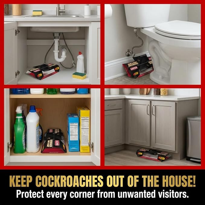 GATCH Roach Traps Indoor (100 Pack), Sticky Baited Cockroach Traps, Roach Killer Indoor Infestation, Adhesvie Glue Traps for Roaches, Insects, Home Bug Ant Spider Cricket, Child & Pet Friendly
