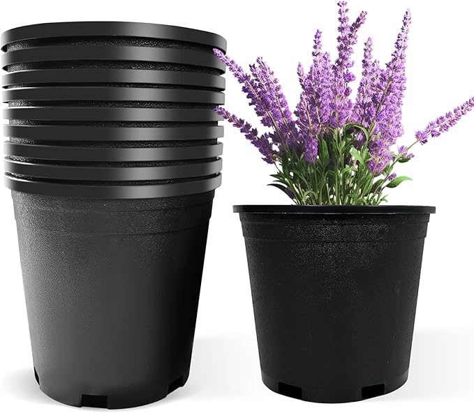 10Pcs 2 Gallon 8 inch Plant Nursery Pot Flower Seedling Injection Molded Container Plastic Garden Planter Pots with Drainage Holes Suitable for Vegetables Flowers Plants Black
