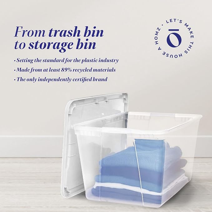HOMZ Snaplock, Large Clear Plastic Storage Organizer Bins w/Lids, 2 Pack