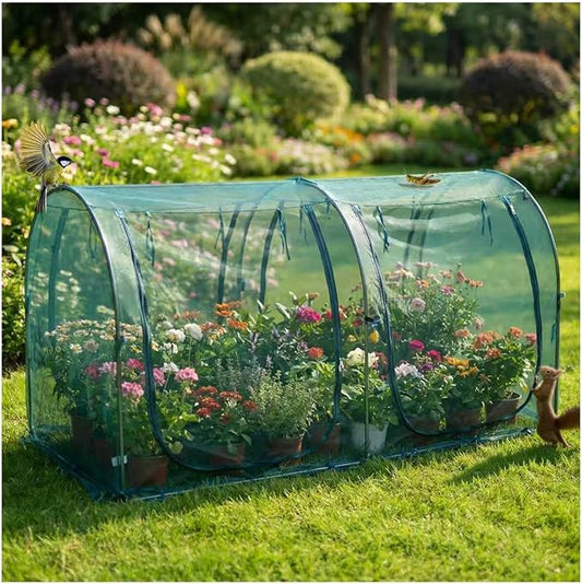 99x49x49 Inch Crop Cage, Portable Tunnel Plant Netting Cover Tomato Netting, 4 Roll-Up Zipper Door Garden Cage, Bug Netting Cover for Vegetables & Fruits, Durable Raised Garden Bed Covers