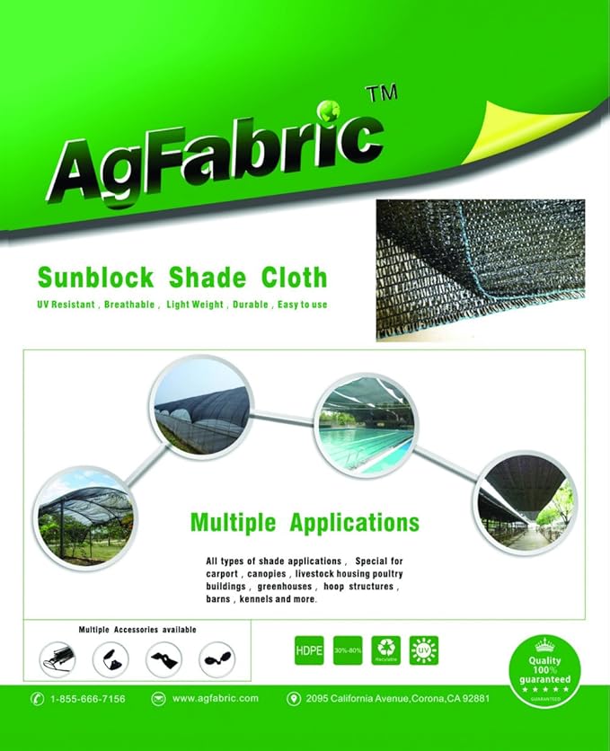 Agfabric 30% Shade Cloth 8x12ft Net Mesh Shade with Clips for Garden Patio&Plants, Black