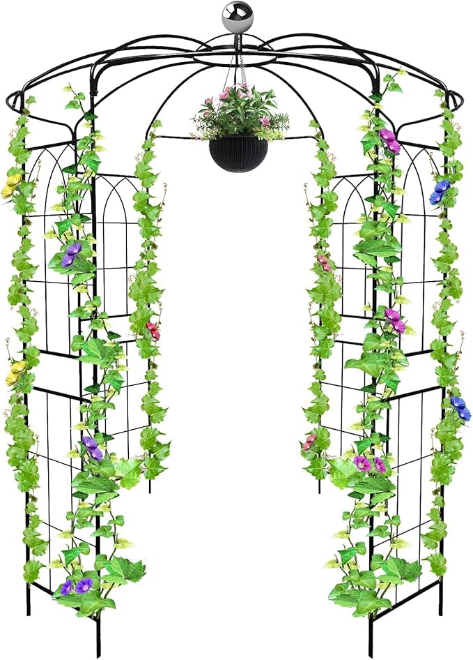 Kalolary Pergola Plant Climbing Trellis Heavy Duty Wedding Arbor Metal Gazebo Garden Arch for Outdoor Arbor Climbing Plants Backyard Patio Wedding Ceremony