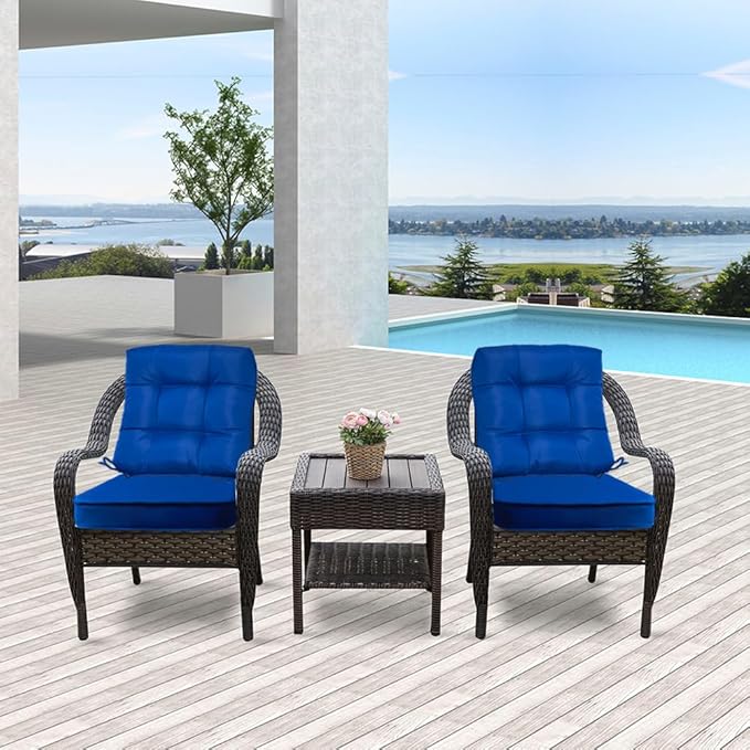 JMGBird Outdoor Chair Cushions Set - 19"x19" Deep Seat & Back Cushions, Water-Resistant Tufted Pillows for Patio Furniture