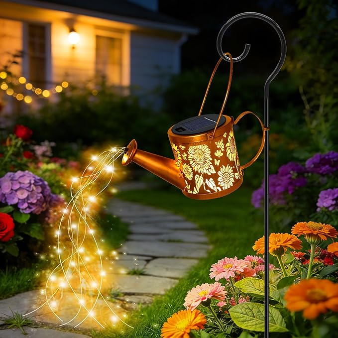 ZNYCYE Solar Watering Can Lights, Sunflower Decorative Hanging Lantern Solar Lights Outdoor Waterproof, Gifts for Mom Women Grandma Mother's Day, Retro Metal Garden Decor for Outside Yard Patio Lawn