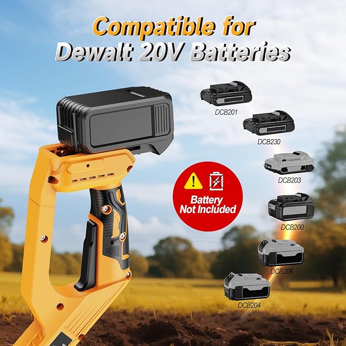 Garden Cordless Tiller Cultivator Compatible with Dewalt 20V Battery: 330RPM 48 Steel Tines - 9.3In Tilling Width and 6.3In Depth Garden Rototiller for Lawn/Soil Cultivation (Tool Only NO Battery)