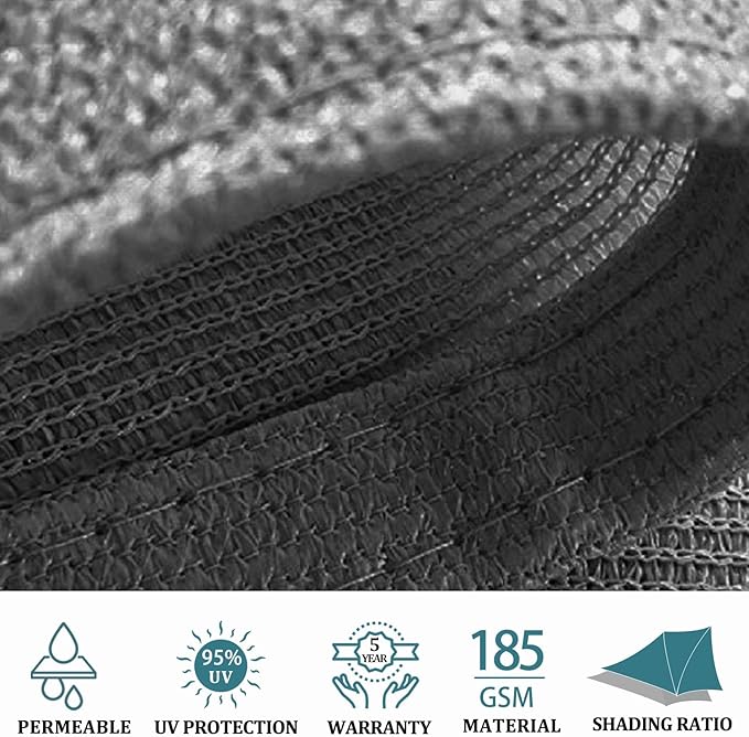 Shade&Beyond Custom PPR810 9'x9' Sun Shade Sail Canopy Rectangle, UV Block Sunshade for Backyard Yard Deck Outdoor Facility and Activities, Dark Grey, (We Make Custom Size)