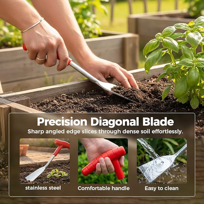 Garden Shovel, Weeder Tool for Weeding, Multifunctional Flat Garden Trowel for Planting, Weeding, Transplanting, Digging, , Remove Weeds and Roots, Small Weeding Tool for Gardening Hand Tool (2PC)