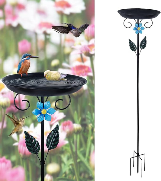 hogardeck 40” Metal Bird Bath for Outside, Freestanding Birdbaths & Birdfeeder for Outdoors, Upgraded 5 Pronged Base Bird Baths Feeder Bowl for Garden Patio Yard Lawn Decor