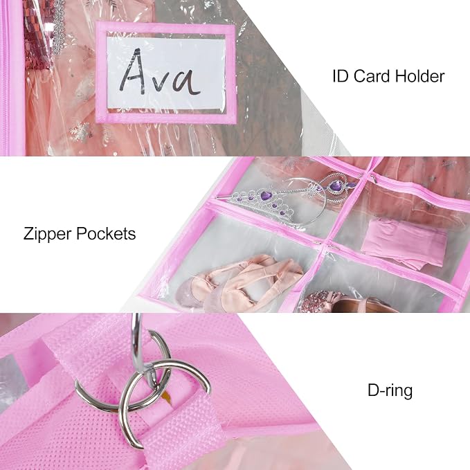 Univivi 40 Inch Dance Costume Garment Bags for Dancers, Clear Pink, 6 Pack