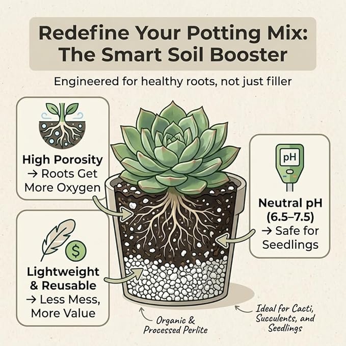 Doter Organic Perlite for Plants, Soil Amendment for Enhanced Drainage and Growth, Ideal for Potting Mixes (10 Quart)