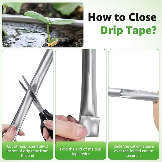 3000FT 5/8" Drip Tape Irrigation, 16 Mil Heavy Duty with 6" Emitter Spacing, Silver Reflective Drip Tape Resistant to Pecking & Biting, Heat-Safe for Seedlings, Ideal for Garden Farm Greenhouse Patio