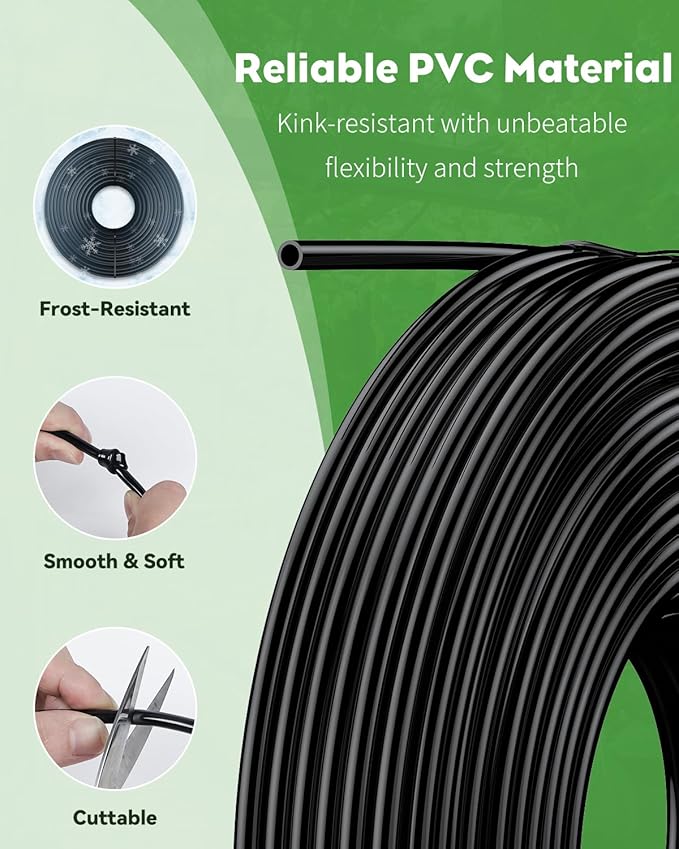 Pawfly 100 ft. 1/4 Drip Irrigation Tubing, Black Distribution Tubing PVC Blank Drip Irrigation Hose Roll for Garden Watering, Drip Irrigation Line for Drip Irrigation System