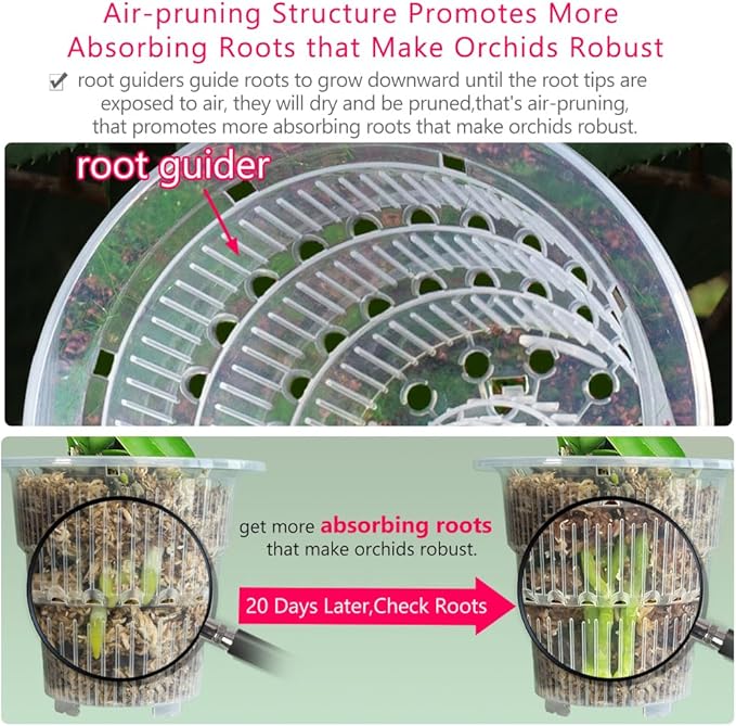 4 inch Clear Orchid Pots with Holes and Saucers for Repotting,Pack of 4,Small Plastic Orchid Planters Provide Good Air Circulation,Nursery Pots for Succulents,Herbs,Aloes,Mint