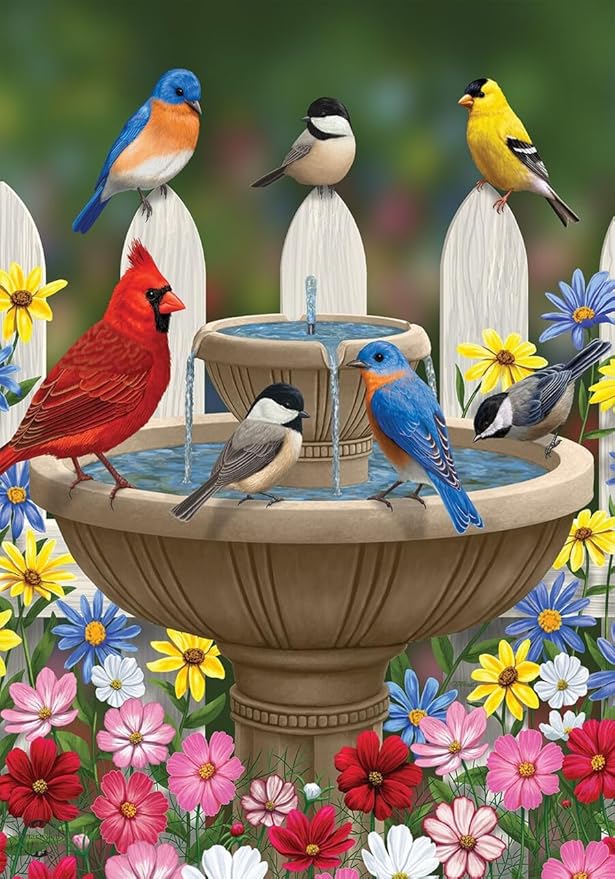Briarwood Lane Birdbath Gathering Seasonal Garden Flag