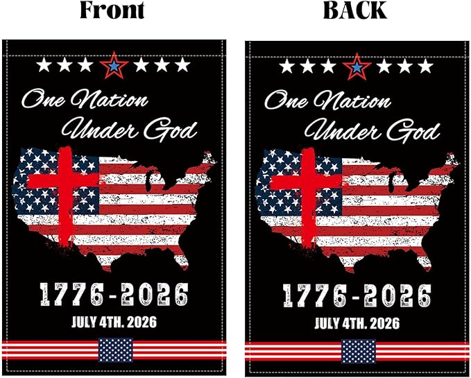 12X18INCH 250th Anniversary USA 1776-2026,Eagle Cross Design One Nation Under God Garden Flag Patriotic Signs Hanging Decor Outdoor Yard Decor (G)