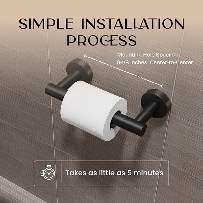 Day Moon™ - Toilet Paper Holder - Modern Roll Holder for Bathroom - 2 Pack - Wall Mount, Black