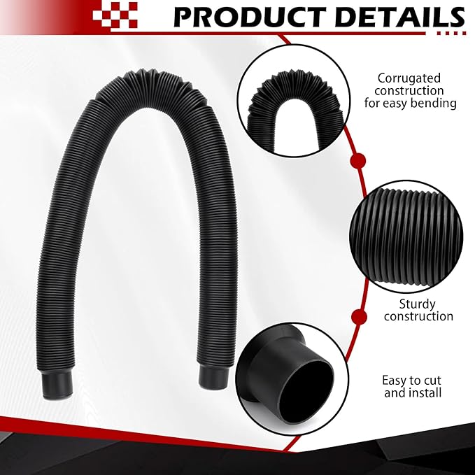 Rainwater collection downspout hose, 27.5 inches long, 1.25 inches diameter, black flexible connector for rainwater bucket, storing more rainwater for gardens and outdoors