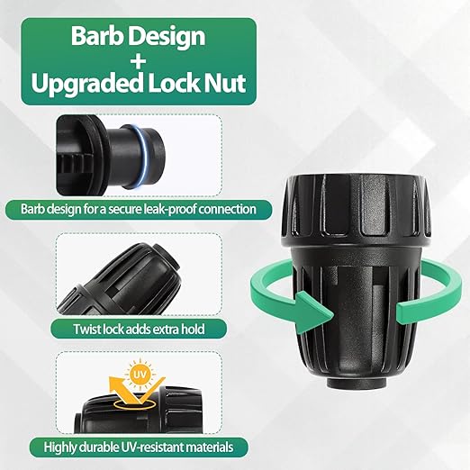 RedChili 8 Pcs 1/2 Inch Drip Irrigation Tubing To Faucet/Garden Hose Adapter, 3/4" FHT To 1/2" (1/2" ID x0.6-0.65" OD) Drip Irrigation Fittings Female Garden Hose Water Line System Connector