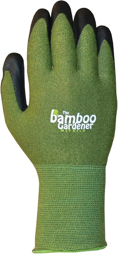 Bellingham C5371M The Bamboo Gardener Work Gloves, Made of Sustainable Bamboo Rayon Fiber, Durable Nitrile Palm and Fingers, Medium, Green