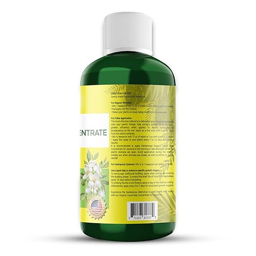 GARDENWISE Organic Premium Kelp Seaweed Fertilizer for Jasmin - Liquid Fertilizer - Liquid Plant Food - Nutrient-Rich Soil Enhancer - Natural Plant Food for Jasmin (8 OZ)