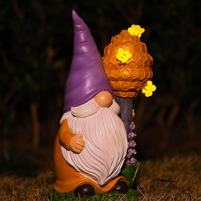 Zayton Solar Garden Outdoor Statues Gnomes Statues Yard Resin Decoration Gift Handmade Housewarming Gift for Patio Yard Lawn Waterproof Cracking
