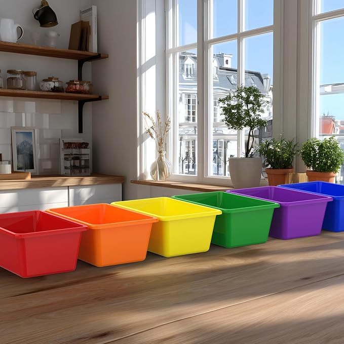 30 Pcs Plastic Classroom Bins, Book Toy Storage Bin Small Cubby Bins Stackable Storage Organizer Containers for Office Home Nursery Playroom (30)