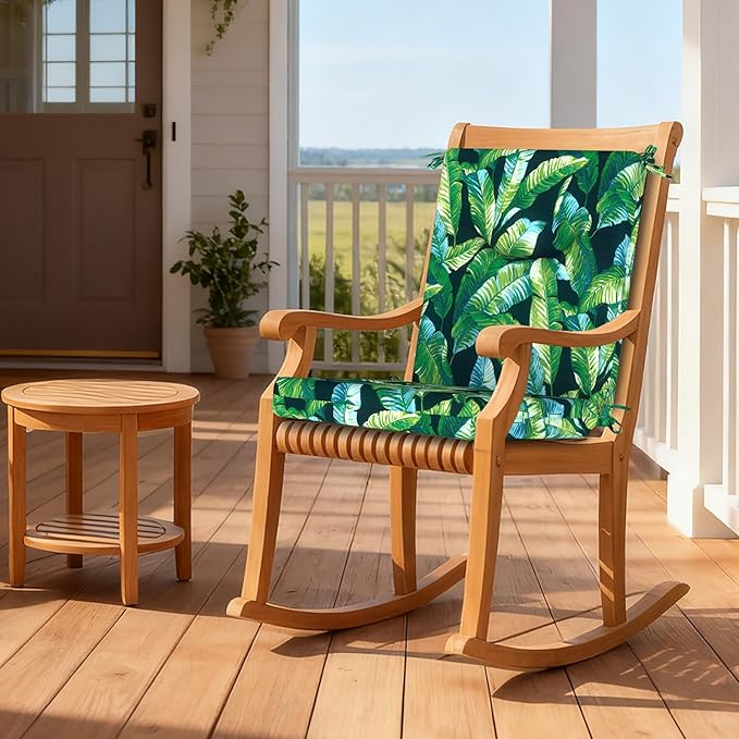 DYTXIII Outdoor High Back Chair Cushions Set of 2, 44x20 in Water Repellent Patio Seat Cushions with Elastic Sponge, All Weather Cushions for Rocking, Dining Chairs, Patio Furniture - Hanalei Lagoon