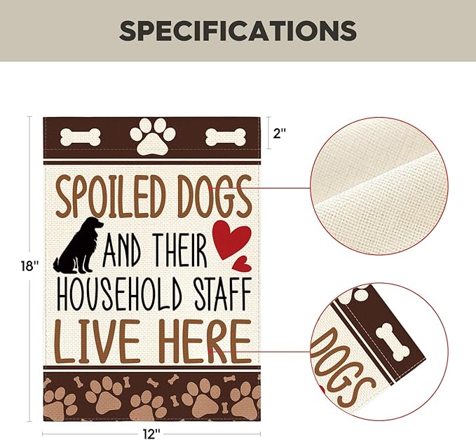 AVOIN colorlife Dog Lover Welcome Garden Flag 12x18 Inch Double Sided Outside, Pet Paw Print Quote Burlap Yard Outdoor Decoration