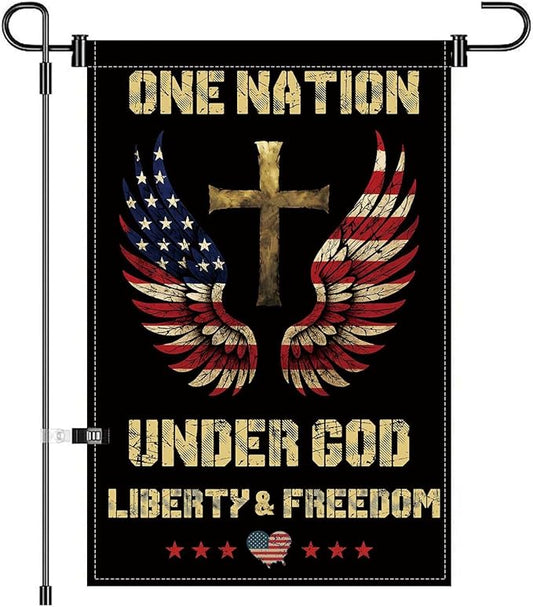 12X18INCH 250th Anniversary USA 1776-2026,Eagle Cross Design One Nation Under God Garden Flag Patriotic Signs Hanging Decor Outdoor Yard Decor (Z)
