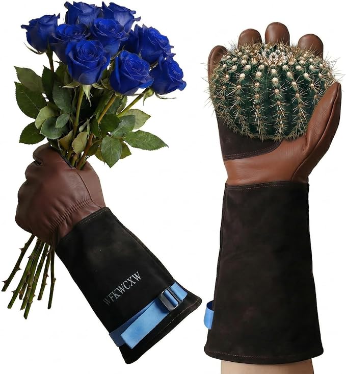 Gardening Gloves for Rose and Cactus Handling,Cow Leather Garden Gloves Thorn Proof,Gardening Gifts for Womens/Mens