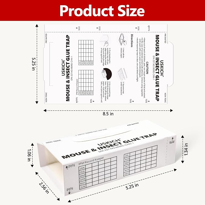16 Pack Mouse Glue Trap,Mouse Traps Indoor for Home,Adhesive Bugs Roach Spider Insect Traps,Sticky Mouse Traps,Bulk Glue Traps for Mice