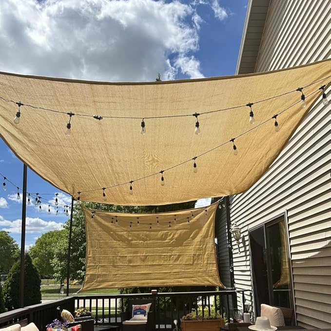 Sun Shade Cloth 6x8 FT, UV Block Outdoor Patio Shade Cover, Permeable and Tear Fade Resistant Rectangle Sunshade Fabric for Backyard, Porch, Pergola, Yard, Deck, Garden, Sand
