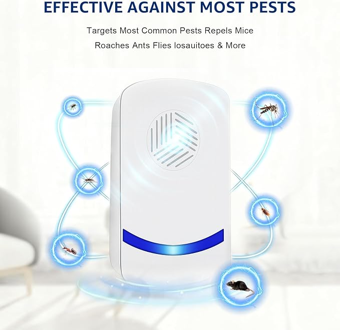 2026 Upgraded Ultrasonic Pest Repeller, Spider Repellent Indoor for Roach, Ant, Fly, Mosquito, Mice Rodent Control, Pest Repellent Ulectronic Plug-in for House Kitchen Garage Warehouse, 6 Pack