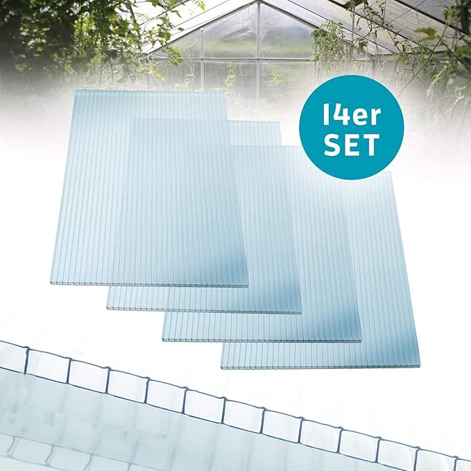 2' X 4' 40 Pcs Polycarbonate Greenhouse Panels 0.16'-thickness Twin-Walled Polycarbonate Sheets, Clear, Waterproof and UV-protected Shatterproof Board, Panels for Outdoor, Plant Stand Roof, Greenhouse