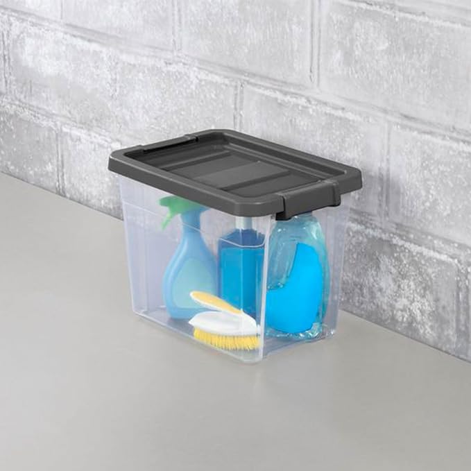 Sterilite Modular Stacker Box with Latching Lid, 30 Quart, 6-Pack